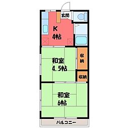 太陽マンション105 2Kの間取図画像