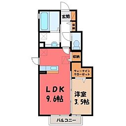 モダンヒルズ 1LDKの間取図画像