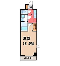 サンライズ宇都宮 1Kの間取図画像