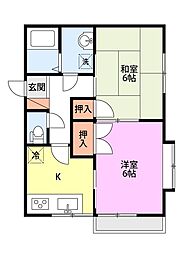 ピュア東青山 2Kの間取図画像