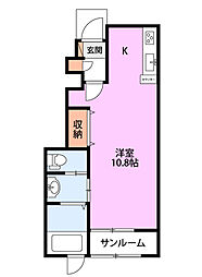 グランクレス1 ワンルームの間取図画像