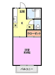 サンクレスト砂山 1Kの間取図画像