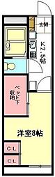 レオパレスＧｒａｎｄｅｅ 2階1Kの間取り