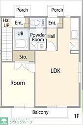 コーポ道半山・Ｃ棟 1階1LDKの間取り