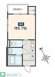 ボヌール指扇 3階1Kの間取り