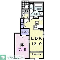 東武伊勢崎線 花崎駅 徒歩24分の賃貸アパート 1階1LDKの間取り