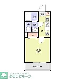 レイズ日進 2階1Kの間取り