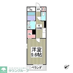 東武東上線 若葉駅 徒歩7分の賃貸アパート 1階1Kの間取り