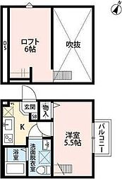 東武野田線 大和田駅 徒歩4分の賃貸アパート 2階1Kの間取り