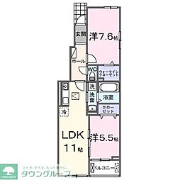 ブリッサ　パラシオ 101 1階2LDKの間取り