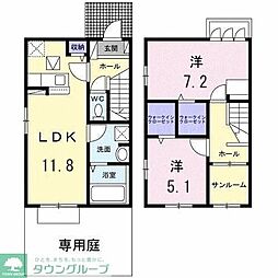 メゾン・ド・デュオ 1階2LDKの間取り