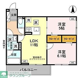 さいたま市北区土呂町2丁目アパート 2LDKの間取図画像