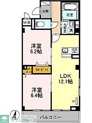エクセレントヒルズ 2LDKの間取図画像