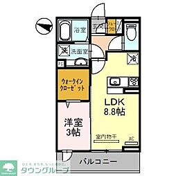 グランコート西大宮 1LDKの間取図画像
