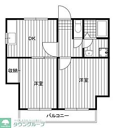 リステルマンション鴻巣 2DKの間取図画像