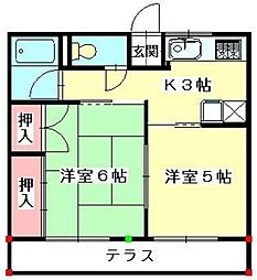 シティハイムハイツ深谷 2Kの間取図画像