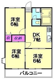 アーバン赤熊B 3DKの間取図画像
