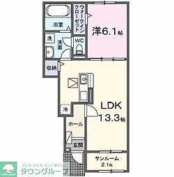 グリーン・テラス 1LDKの間取図画像