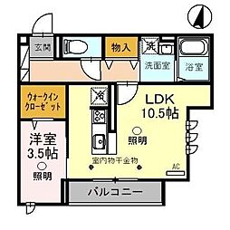 クレール3 1LDKの間取図画像