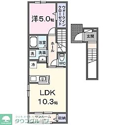 行田市門井町1丁目アパート 1LDKの間取図画像