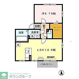 ヴァンリベール 1LDKの間取図画像