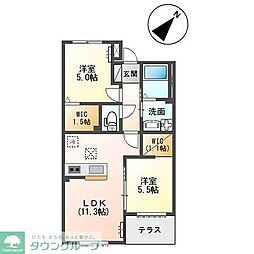さいたま市見沼区大字東宮下アパート 2LDKの間取図画像