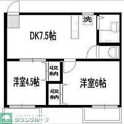 リエス蓮沼 2DKの間取図画像