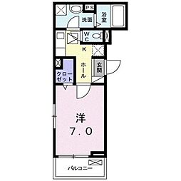アリュールジャルダン 1Kの間取図画像