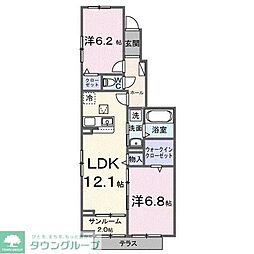 エスポワールI 2LDKの間取図画像
