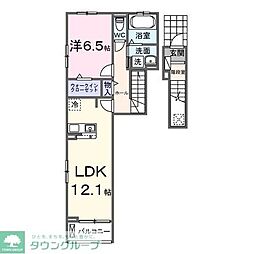 エスポワールI 1LDKの間取図画像