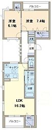 Dixcouleurs 2LDKの間取図画像