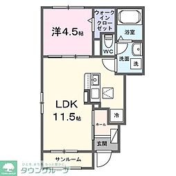 熊谷市肥塚アパート 1LDKの間取図画像