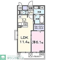 熊谷市久下1丁目アパート 1LDKの間取図画像