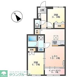 仮)熊谷市新堀スターテラスII 2LDKの間取図画像
