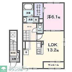 熊谷市肥塚アパート 1LDKの間取図画像