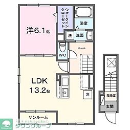 熊谷市肥塚アパート 1LDKの間取図画像