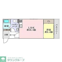 シュライン 1Kの間取図画像
