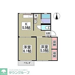 赤見台アネックス 2DKの間取図画像