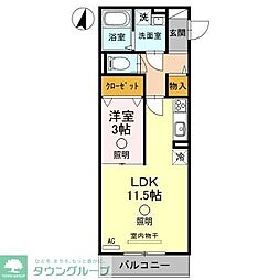 スカイシャイン 1LDKの間取図画像