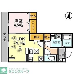 コリーヌヴェール日進 1LDKの間取図画像