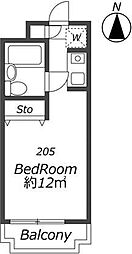 メゾンドアエロスター ワンルームの間取図画像