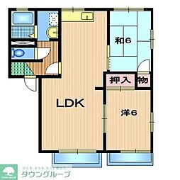 城山ハイツB棟 2LDKの間取図画像