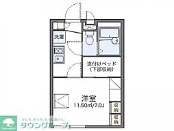 レオパレス本町 1Kの間取図画像