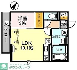 シャルムB 1LDKの間取図画像