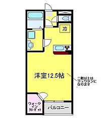 レオネクストレミュウ 1Kの間取図画像