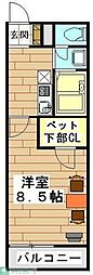 レオパレスエミールプラザ 1Kの間取図画像