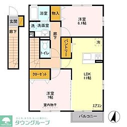 K・Island弐番館 2LDKの間取図画像