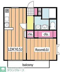エーデルハイム加倉A 1LDKの間取図画像