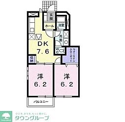 グレイス1 2DKの間取図画像