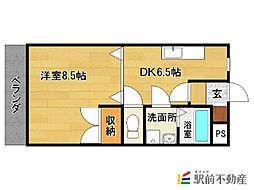 メディアハウスキャビン 1DKの間取図画像